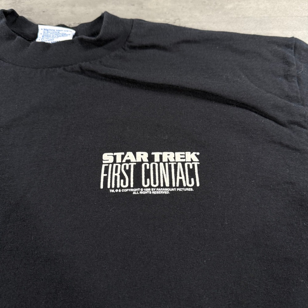 Vintage 1996 Star Trek First Contact Movie Promo T-Shirt XL Black Paramount‎ USA - Picture 3 of 9
